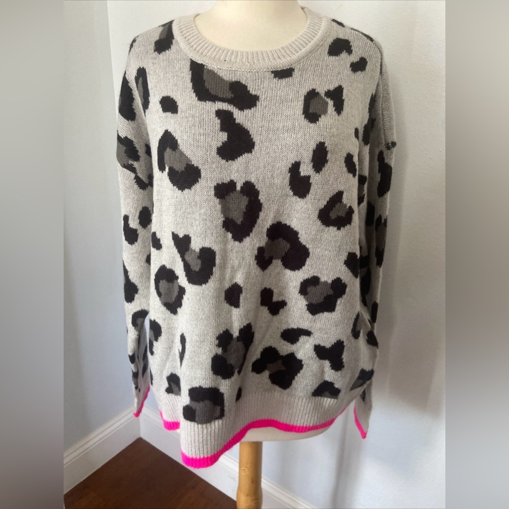 No comment Knitted Women's Animal Print Sweater Long Sleeve Size‎ 1X